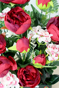 Fleurs artificielles pour cimetière - Jardinière de pivoines et hortensias