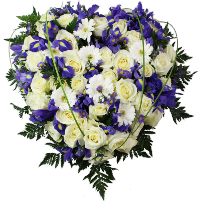LÉNA - Cœur de fleurs bleues et blanches